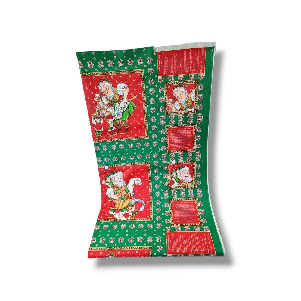 Toyshop Santa and Mrs C. Fabric Panel Vintage‎ 1991 By Cheryl Ann 4 Yards